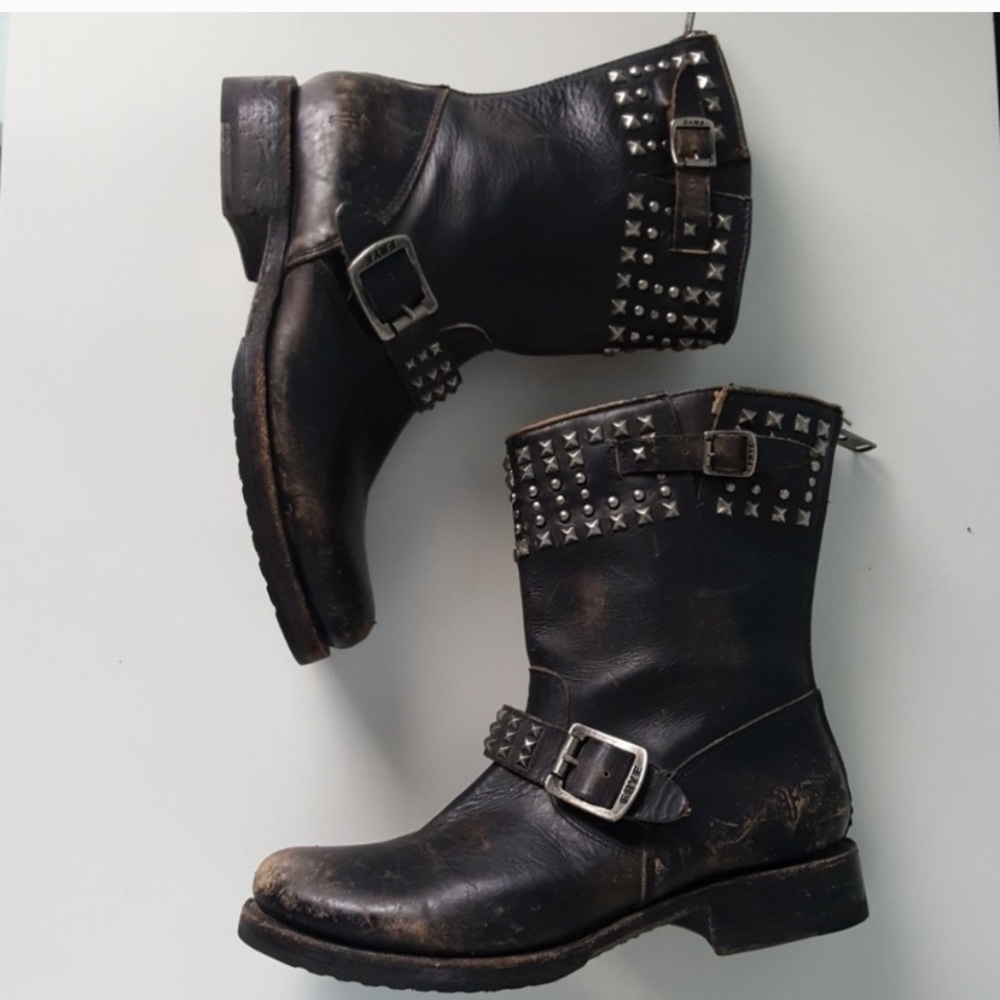 Frye distressed Veronica studded moto boot